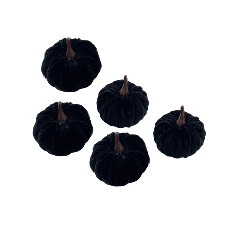 Velvet Artificial Pumpkins 5-Pack - 5cm Mini Fall Table Decor in Five Colours