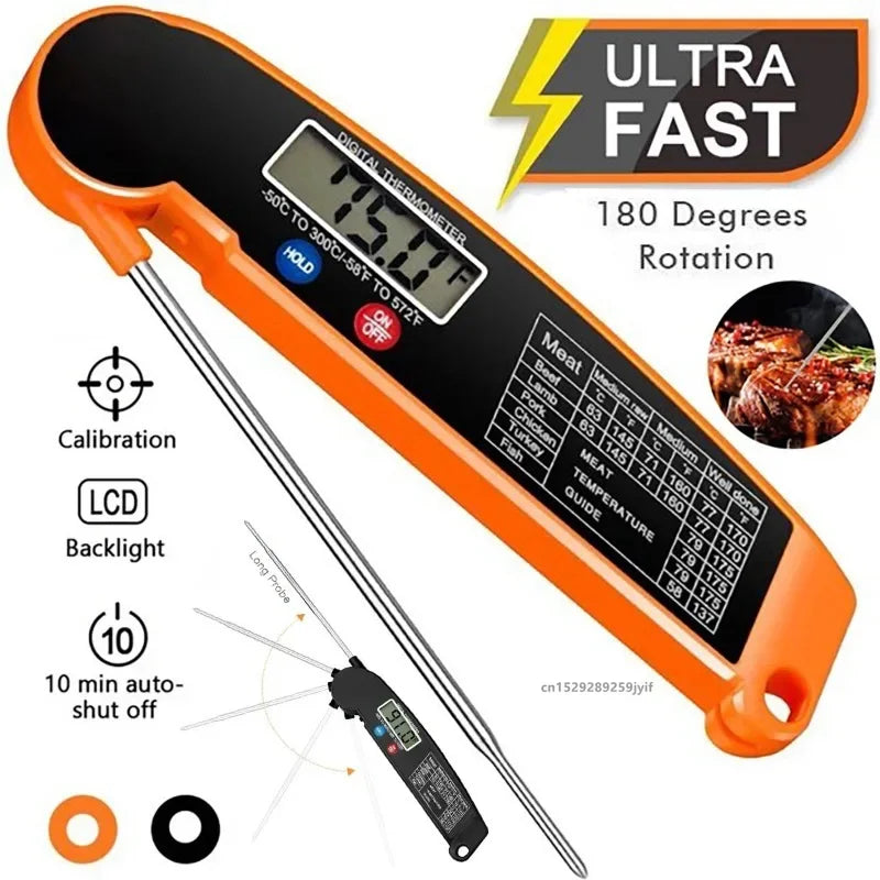 Instant Read Digital Meat Thermometer - Waterproof & Backlit for Grill, BBQ & Oven