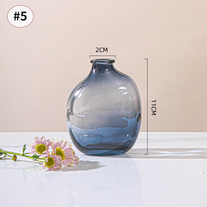 Retro Glass Vase - Thick Glass Bud Vase for Hydroponics and Table Decor