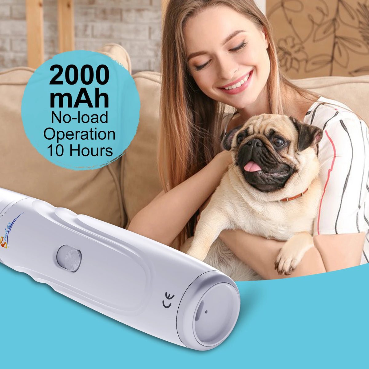 Dog Nail Grinder - USB Rechargeable Quiet Claw Trimmer and Nail File for Pets