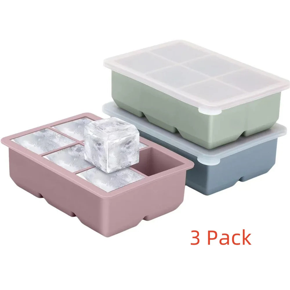 Large Ice Cube Tray with Lid - Stackable Silicone Mould for Whiskey, Cocktails and Bourbon