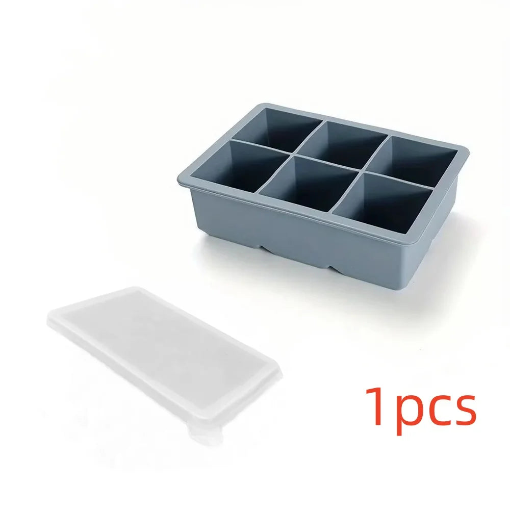 Large Ice Cube Tray with Lid - Stackable Silicone Mould for Whiskey, Cocktails and Bourbon