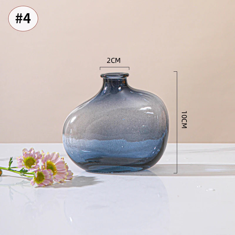 Retro Glass Vase - Thick Glass Bud Vase for Hydroponics and Table Decor