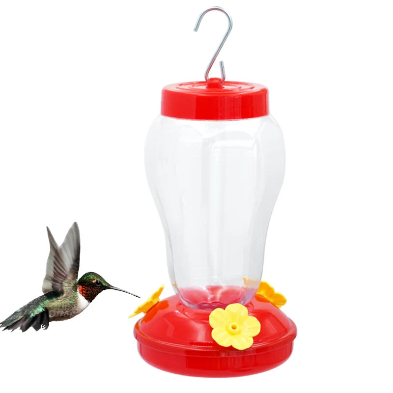 Hummingbird Feeder - Hanging Nectar Bottle with Flower Feeding Ports and Metal Hook