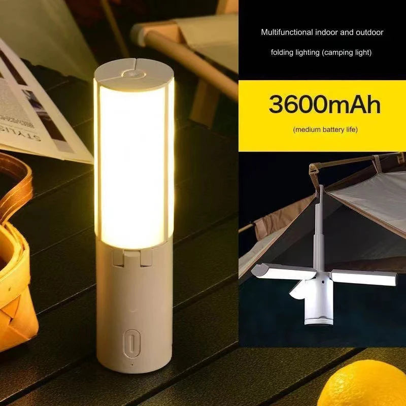 Folding Camping Lantern - Rechargeable LED Tent Light with 3 Colour Modes and Hanging Hook