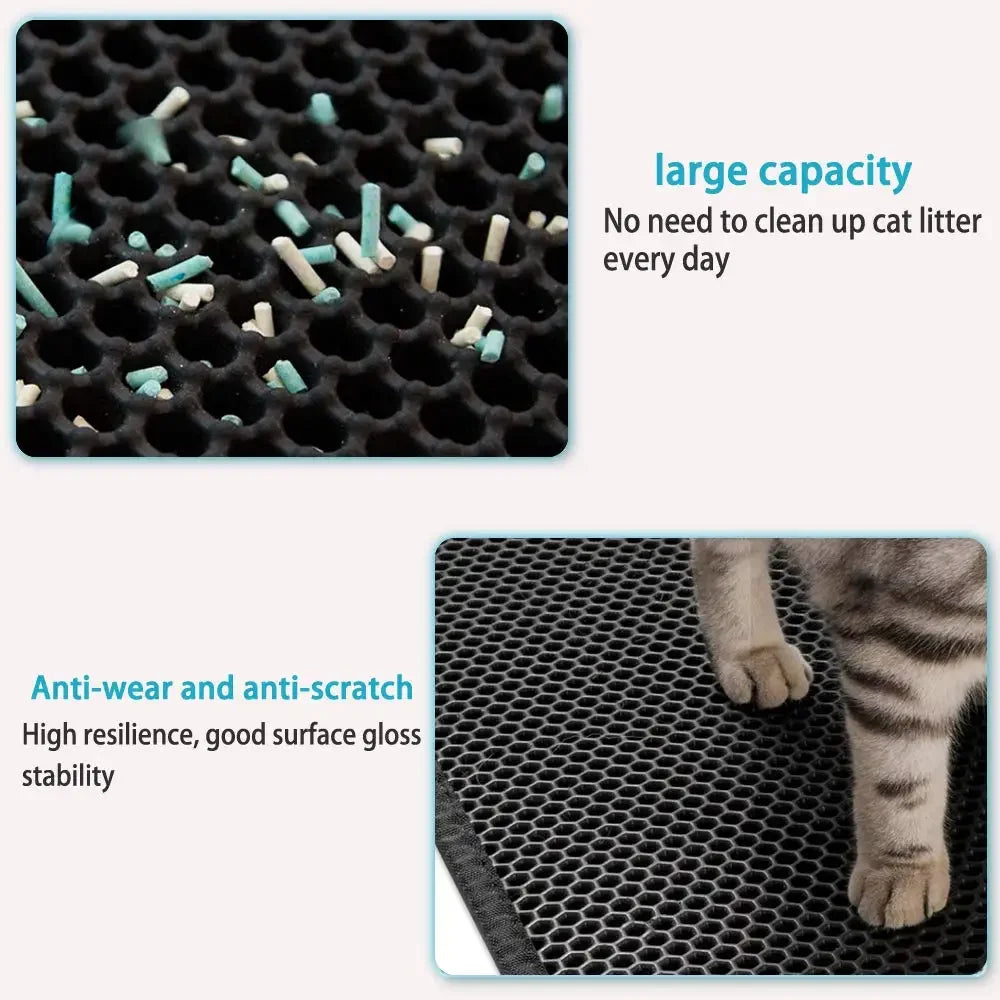 Double Layer Cat Litter Mat - Waterproof Non-Slip Trapping Mat, Washable