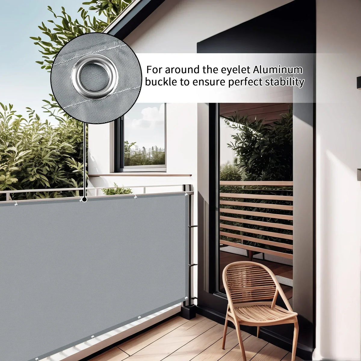 Balcony Privacy Screen - Waterproof Windscreen Shade Cloth with Grommets and Ties