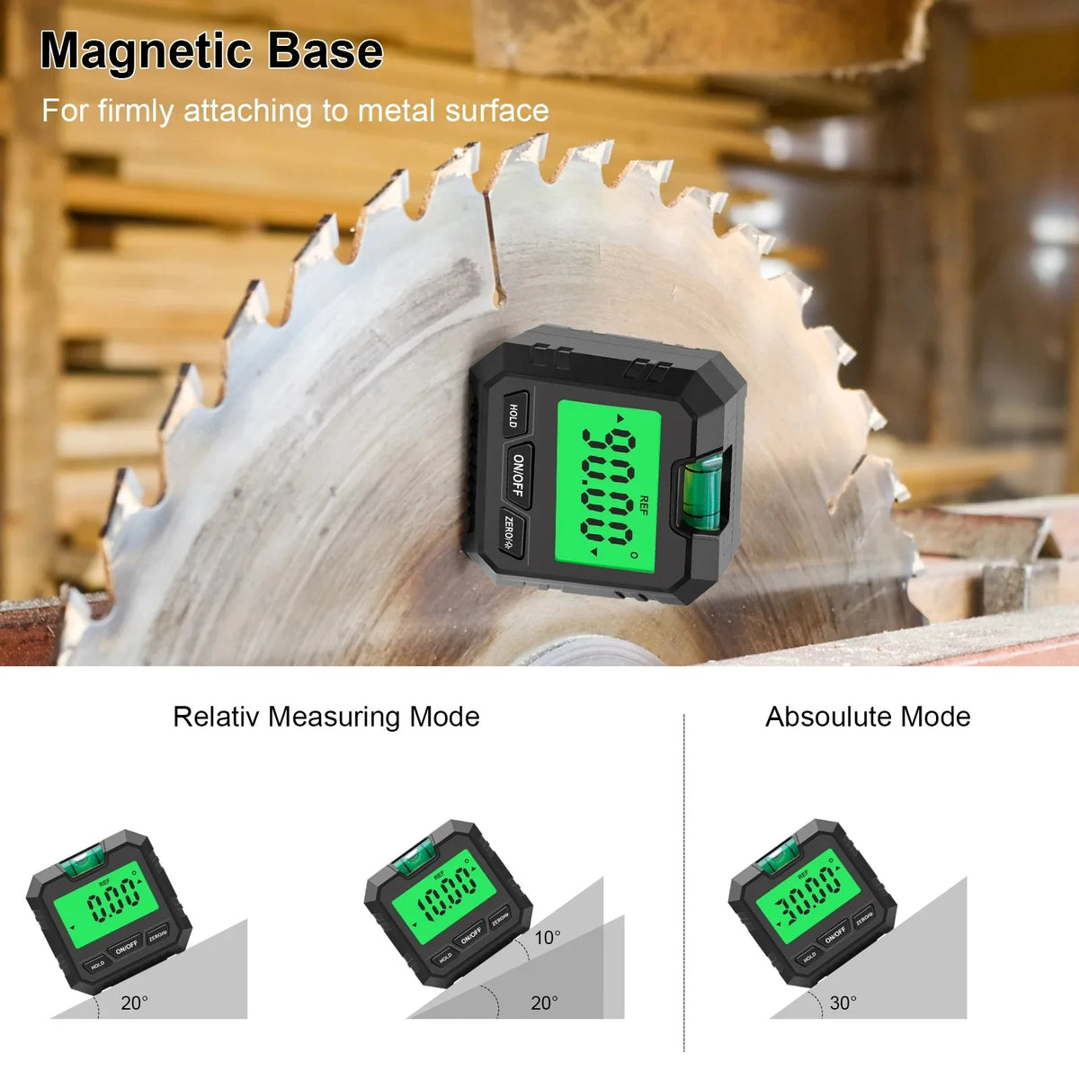 Digital Laser Angle Gauge - 360 Magnetic Inclinometer and Bevel Protractor for Woodworking