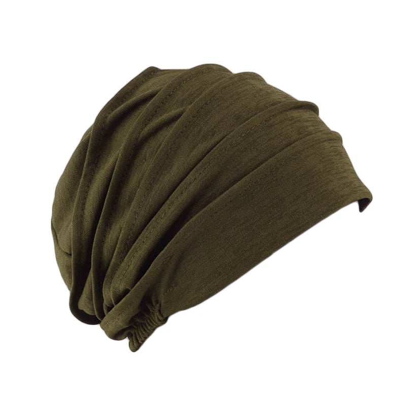 Women's Slouch Beanie - One-Size Elastic Knit Hat in 10 Solid Colours