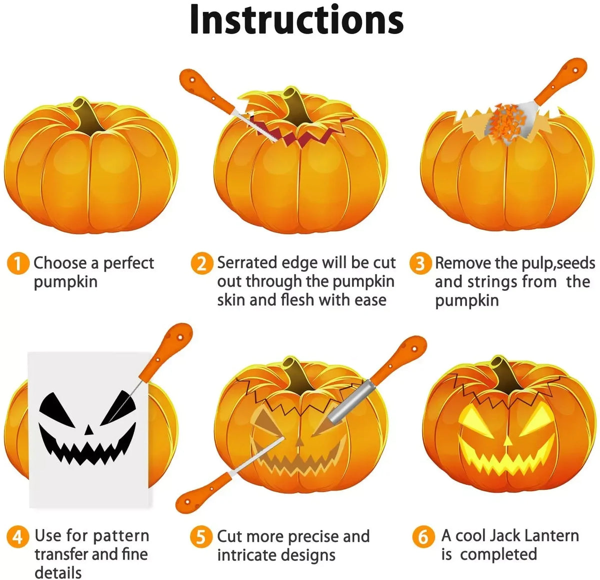 Pumpkin Carving Kit 8 Piece - Stainless Steel Halloween Carving Tools for Adults and Kids