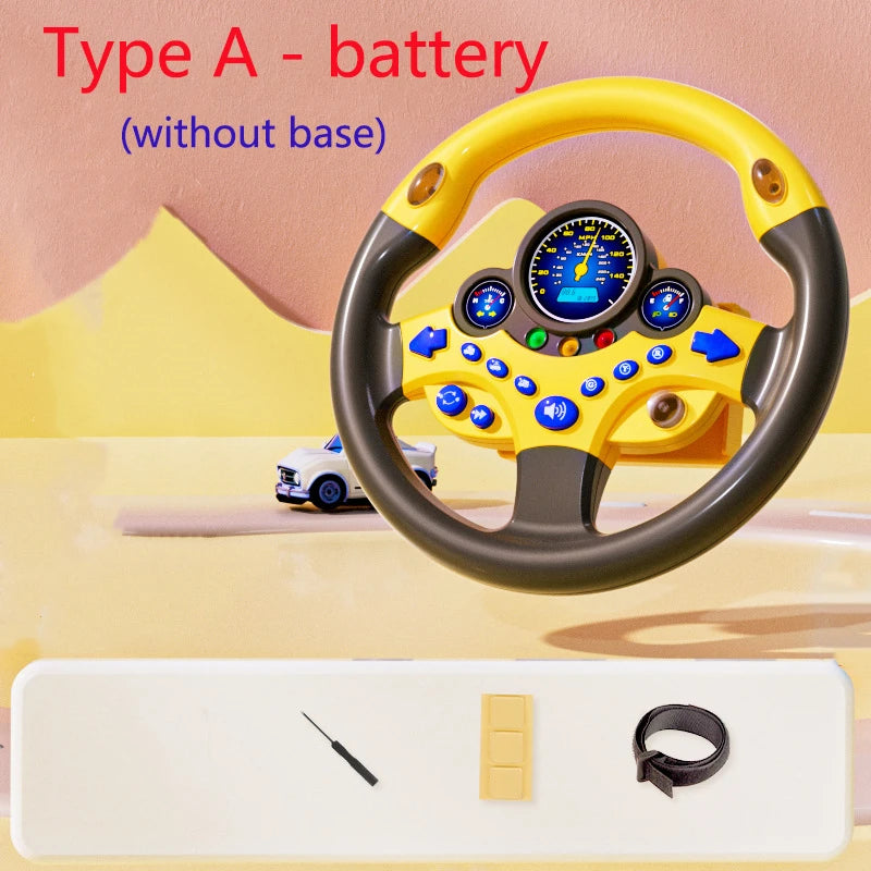 Kids Steering Wheel Toy - Battery Powered Pretend Driving Play for Toddlers