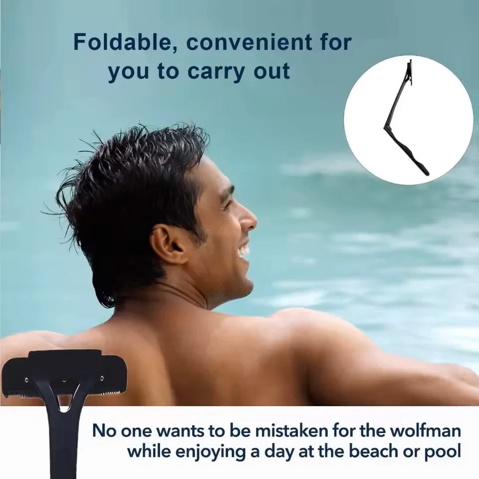 Mens Back Shaver - Long Foldable Handle Body Groomer and Razor for Hard-to-Reach Areas