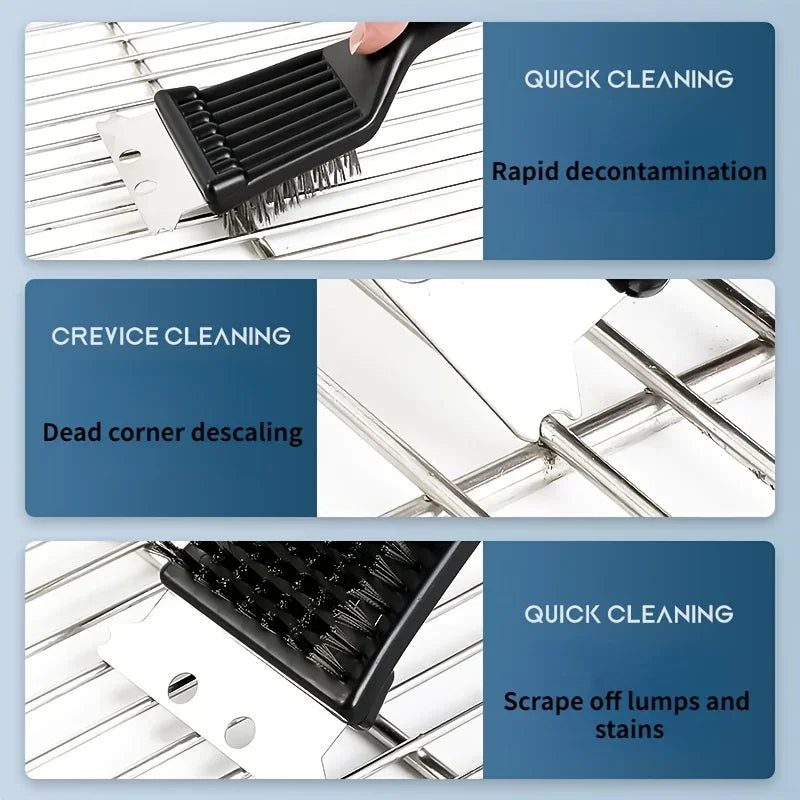 Heavy Duty Grill Cleaning Brush with Steel Bristles - BBQ Grate Scrubber