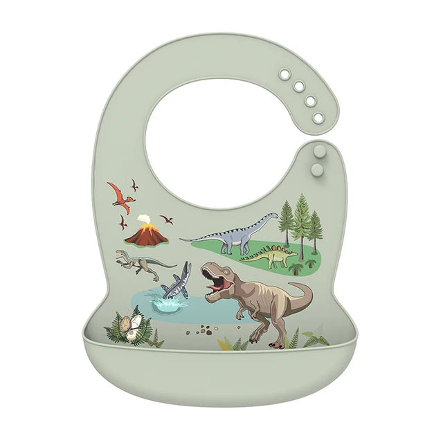 Silicone Baby Bib - Waterproof Feeding Apron with Crumb Catcher Pocket