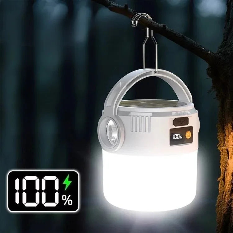 Solar Camping Lantern - USB Rechargeable 800mAh Light for Hiking and Tents