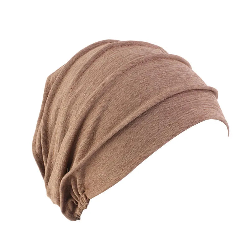 Women's Slouch Beanie - One-Size Elastic Knit Hat in 10 Solid Colours