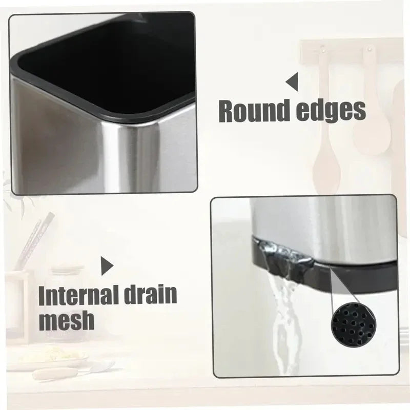 Stainless Steel Cutlery Caddy - Rustproof Utensil Holder with Drainage