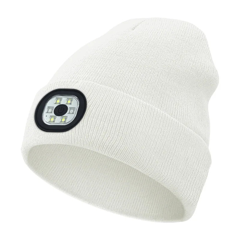 LED Beanie Hat - Rechargeable Knitted Winter Hat for Outdoor Activities