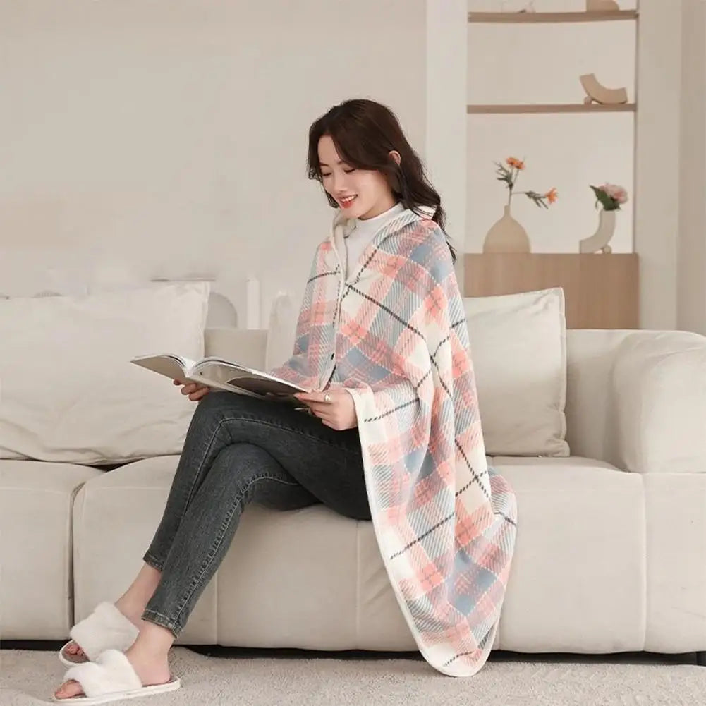 Wearable Shawl Blanket - Thick Tartan Wrap Throw for Home, Office and Sofa