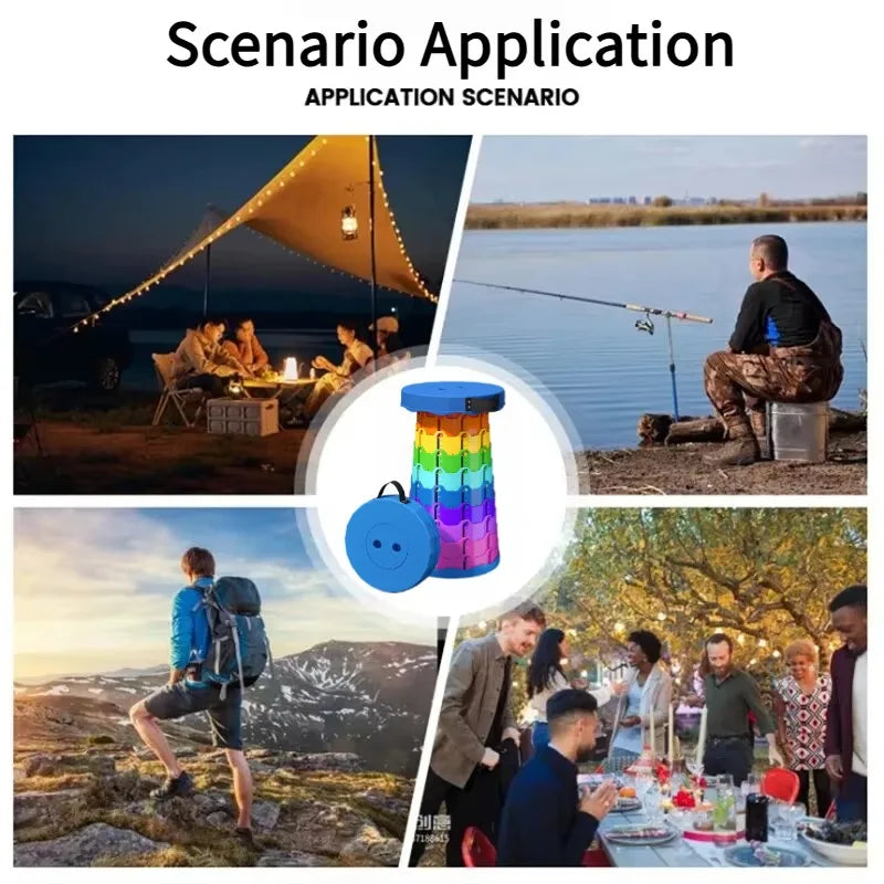 Rainbow Folding Stool - Portable Adjustable Camping and Fishing Seat