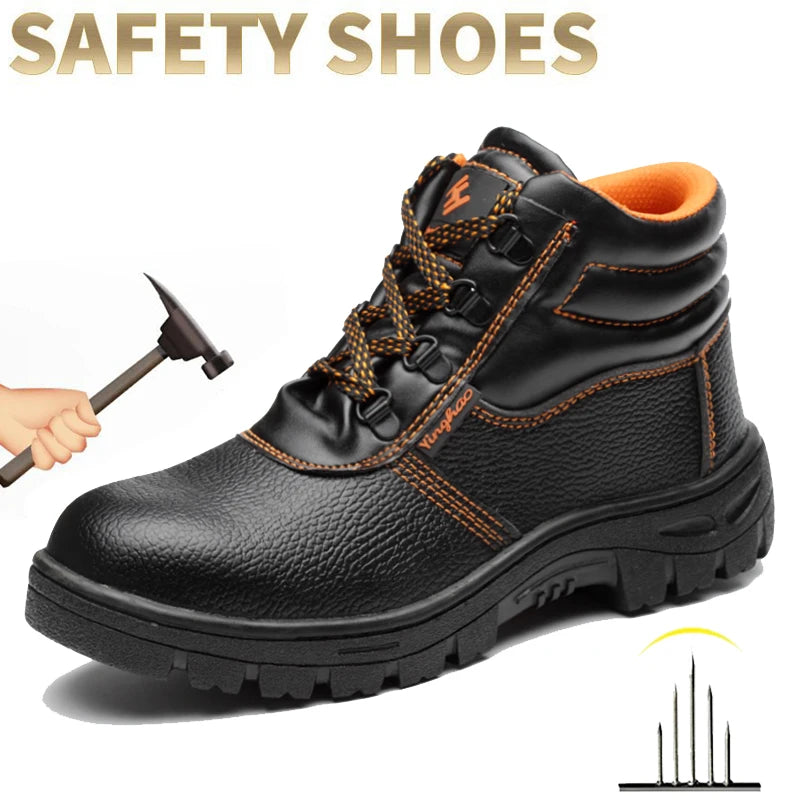 Mens Work Boots - Waterproof Wear-Resisting Black Boots, Sizes 40-46