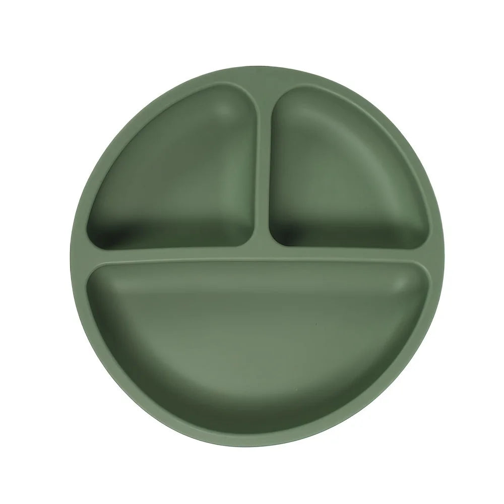 Silicone Suction Plate with Lid - Divided Baby Weaning Dinner Plate