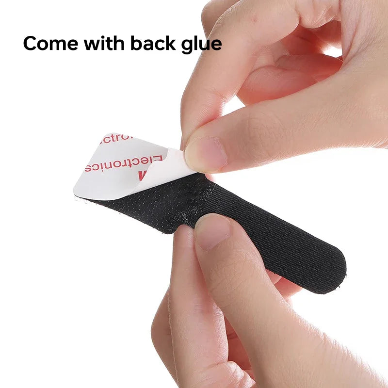 Adhesive Cable Management Straps - Reusable Nylon Cord Organiser Ties for Desks