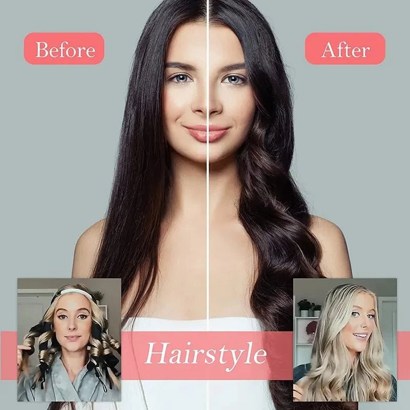 Heatless Curling Rod Headband - Silk Overnight Wave Former for Hair
