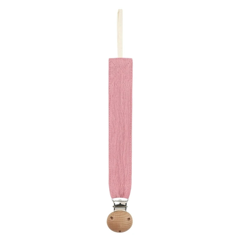 Baby Pacifier Clip - Cotton and Beech Wood Dummy Chain Holder, 26 cm