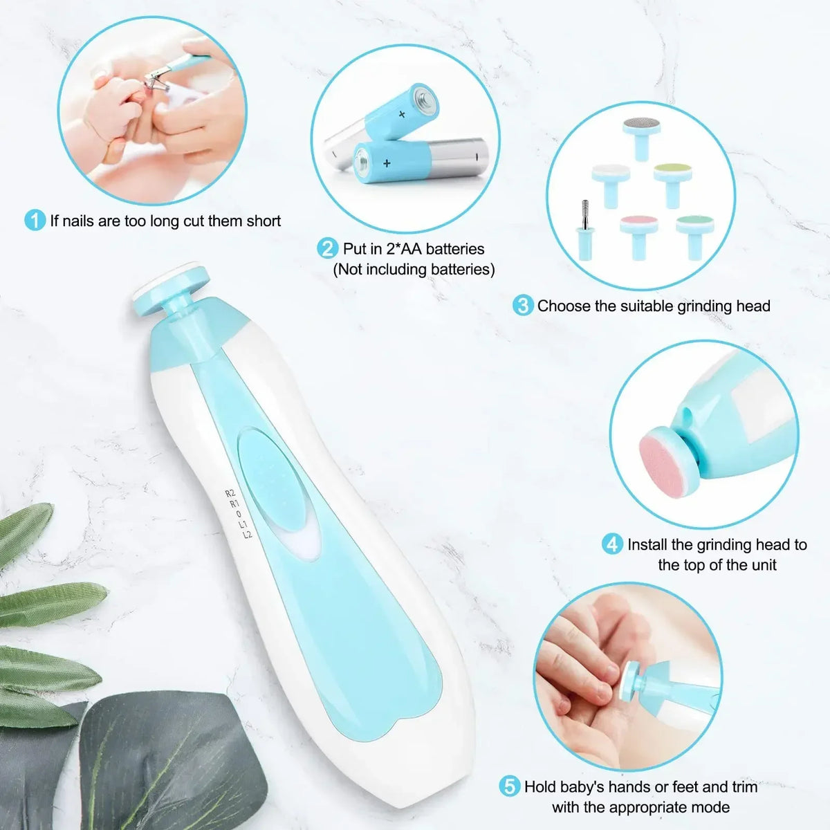 Electric Baby Nail Trimmer - Quiet Anti-Pinch Nail Grinder and File for Newborns and Toddlers