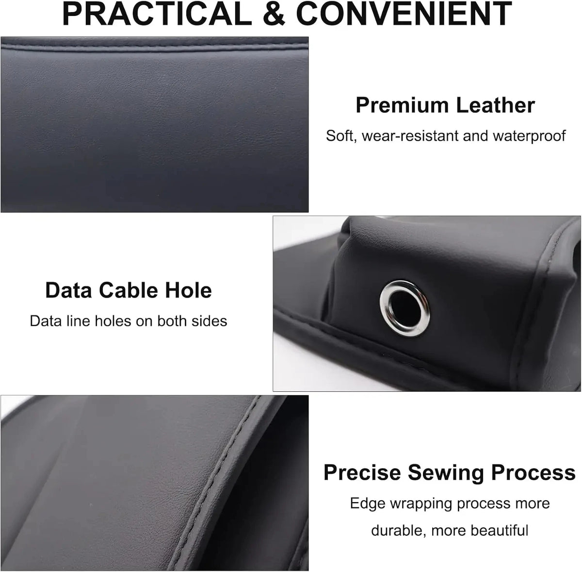 Leather Car Seat Gap Organiser - Console Crevice Filler and Side Storage Pocket