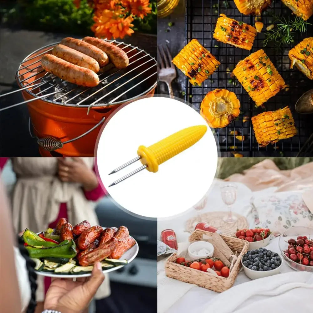 Corn on the Cob Holders - 10pc Stainless Steel Anti-Scald BBQ Corn Forks