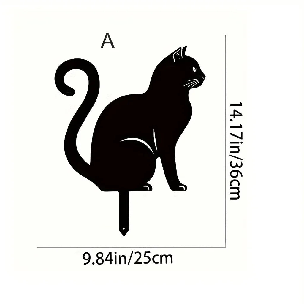 Cat Garden Stakes - Metal Silhouette Lawn Ornaments for Patios, Beds and Borders