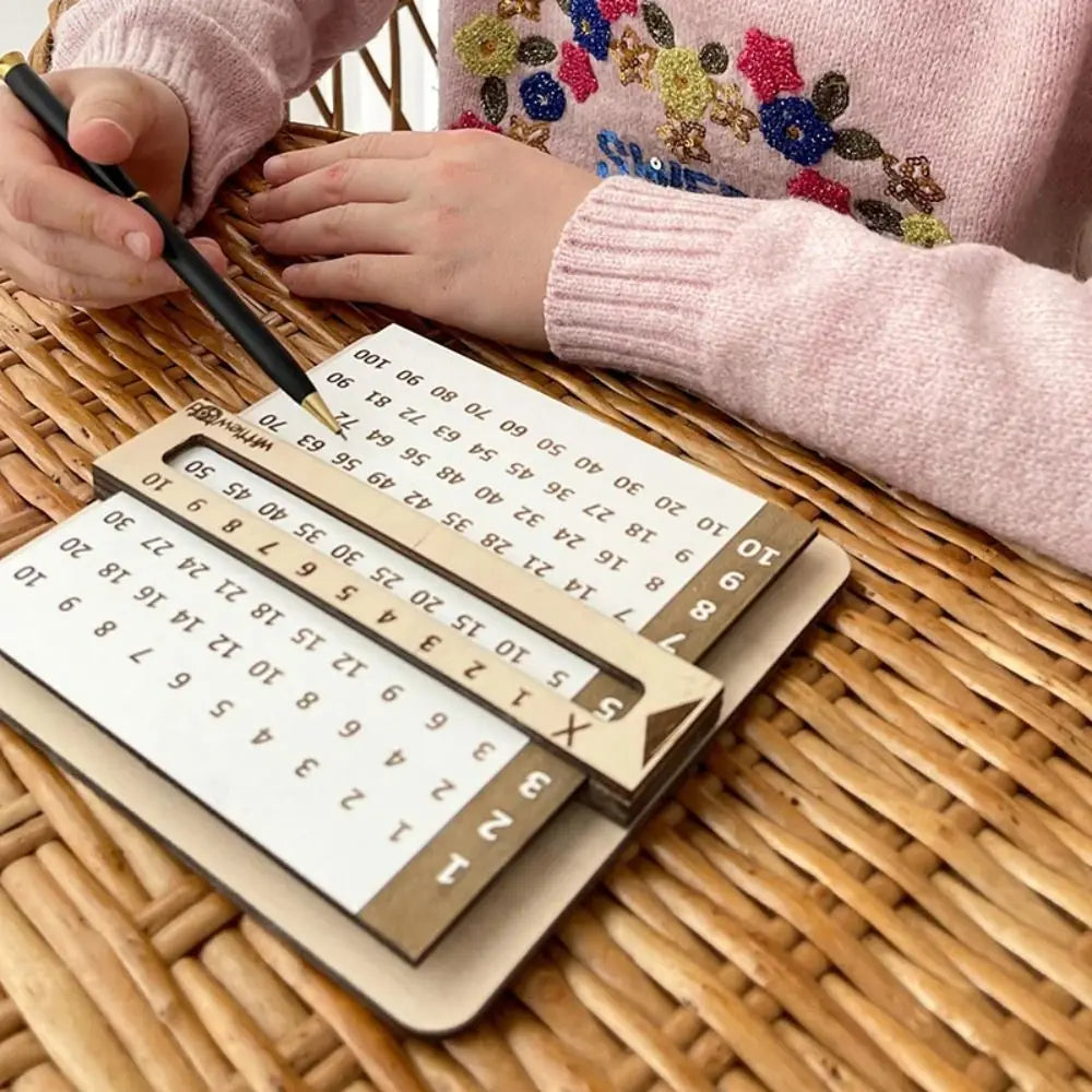 Wooden Multiplication Table - Slidable Times Tables Board for Kids Maths
