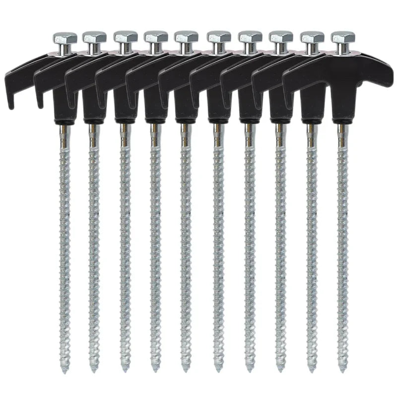 Screw Tent Pegs - Hexagonal Spiral Ground Stakes for Camping, Awnings and Decking, 5 and 10 Packs