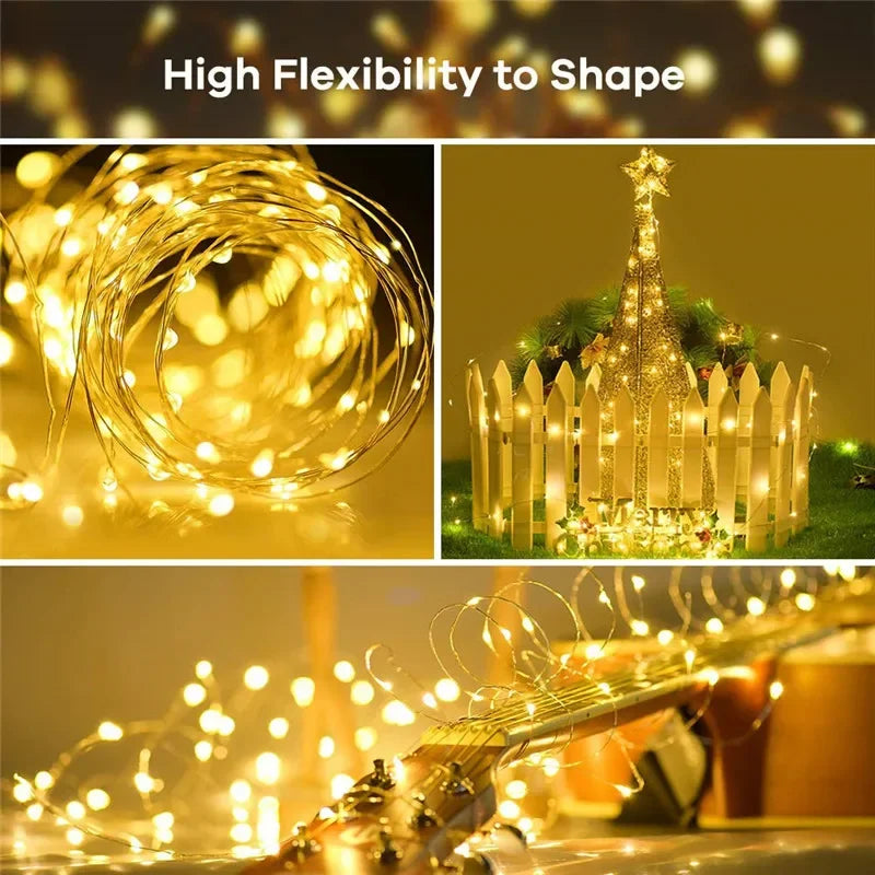 Solar Fairy String Lights - Waterproof 12m 100 LED Outdoor Garden Lights, 8 Modes