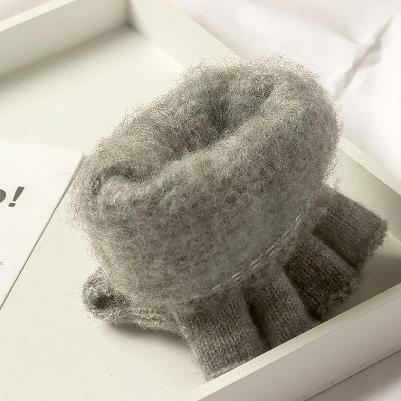 Knitted Fingerless Gloves - Warm Half-Finger Knit Gloves for Winter Commutes