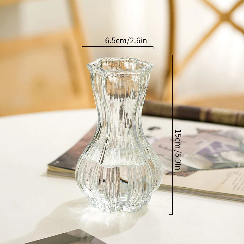 Retro Glass Vase - Thick Glass Bud Vase for Hydroponics and Table Decor