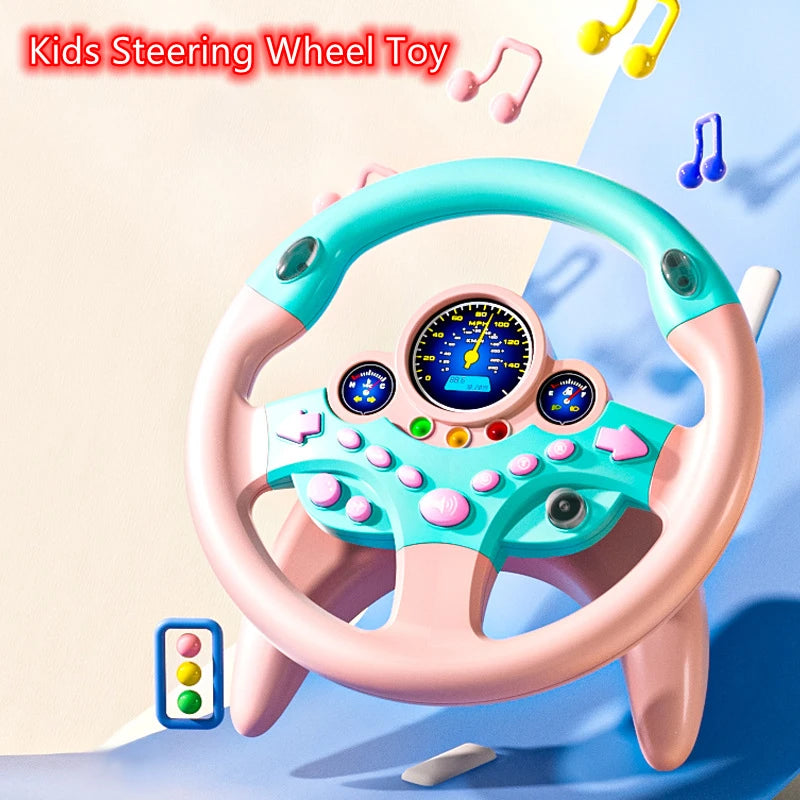 Kids Steering Wheel Toy - Battery Powered Pretend Driving Play for Toddlers