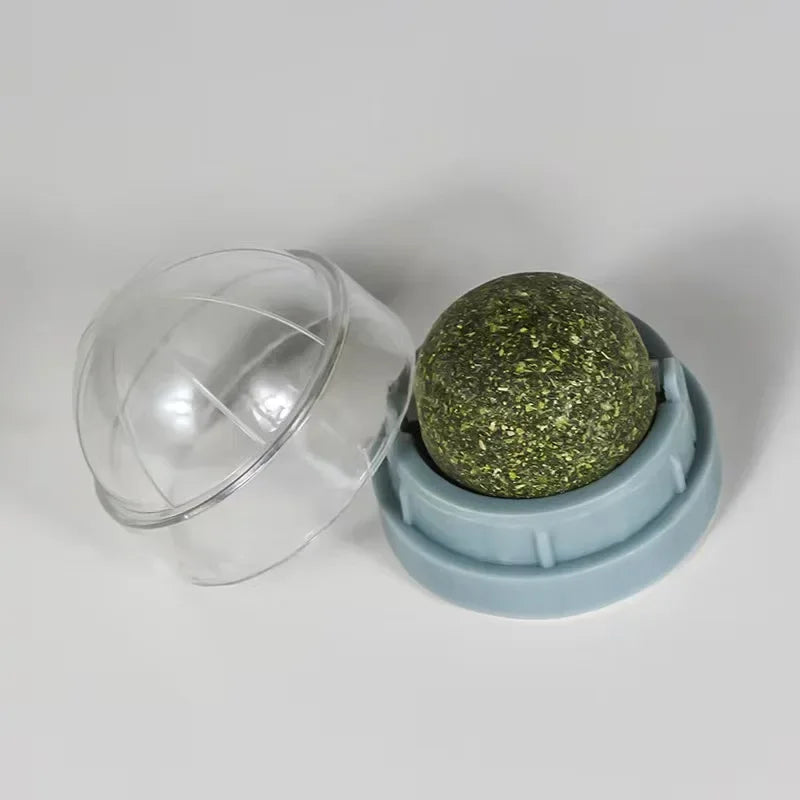 Catnip Wall Ball - Stick-On Rotating Cat Lick Toy with Natural Catnip Treats