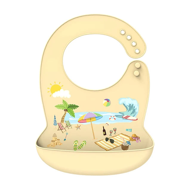 Silicone Baby Bib - Waterproof Feeding Apron with Crumb Catcher Pocket