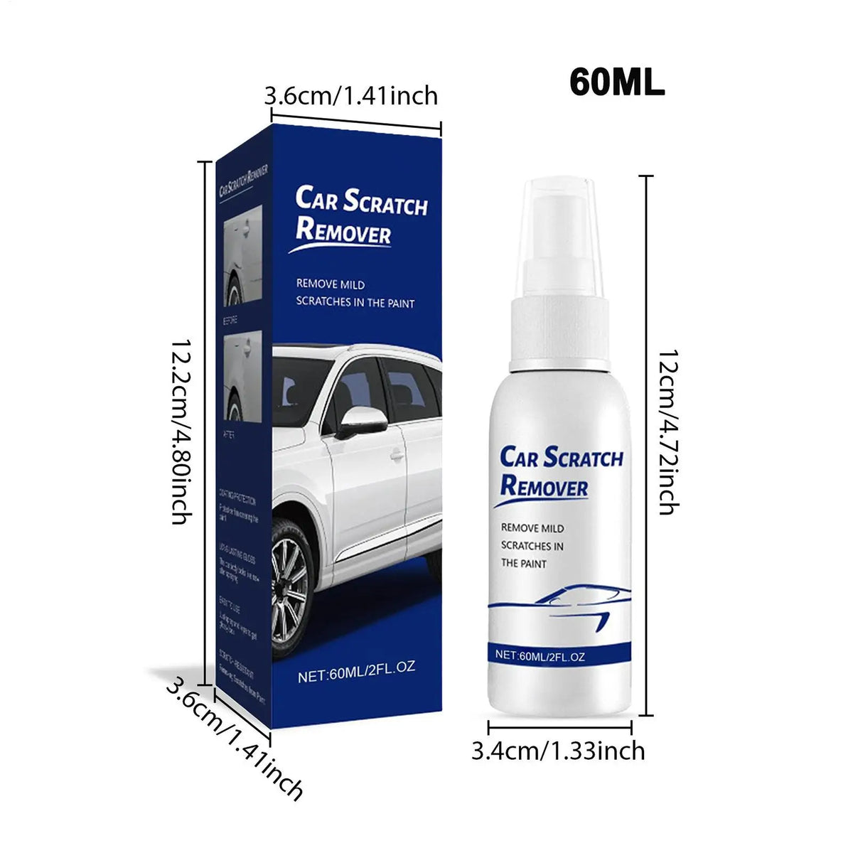 Car Scratch Remover Spray - 60ml Paint Repair Polish for Light Scratches