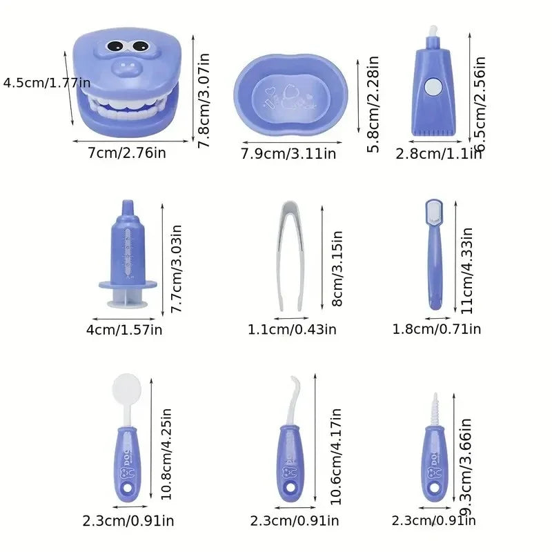Dental Pretend Play Set - Kids Dentist Role Play Toy Kit in 4 Colours