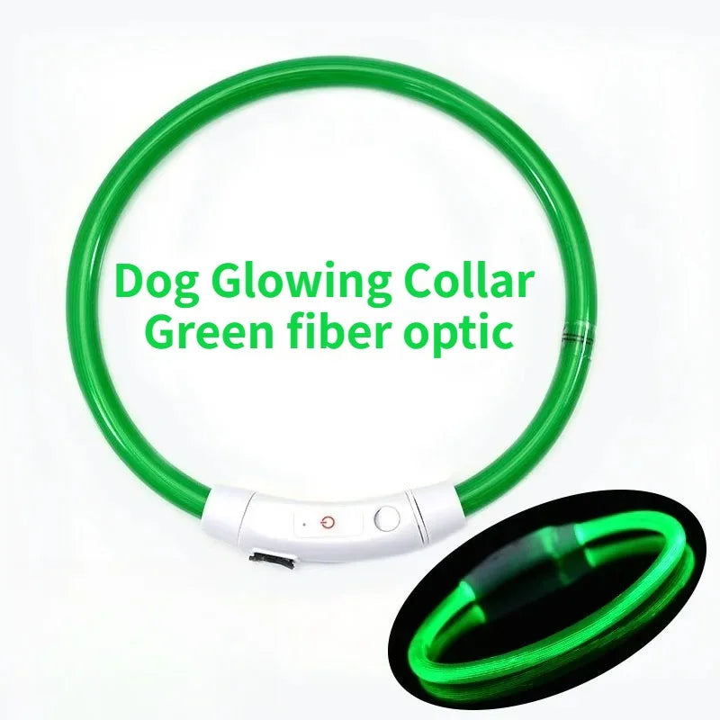 Light Up Dog Collar - Rechargeable Fiber Optic Glow Collar for Night Walks