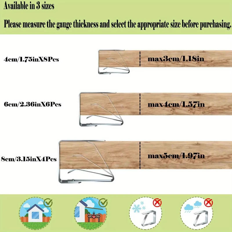 Stainless Steel Tablecloth Clips - Rustproof Outdoor Table Cloth Clamps