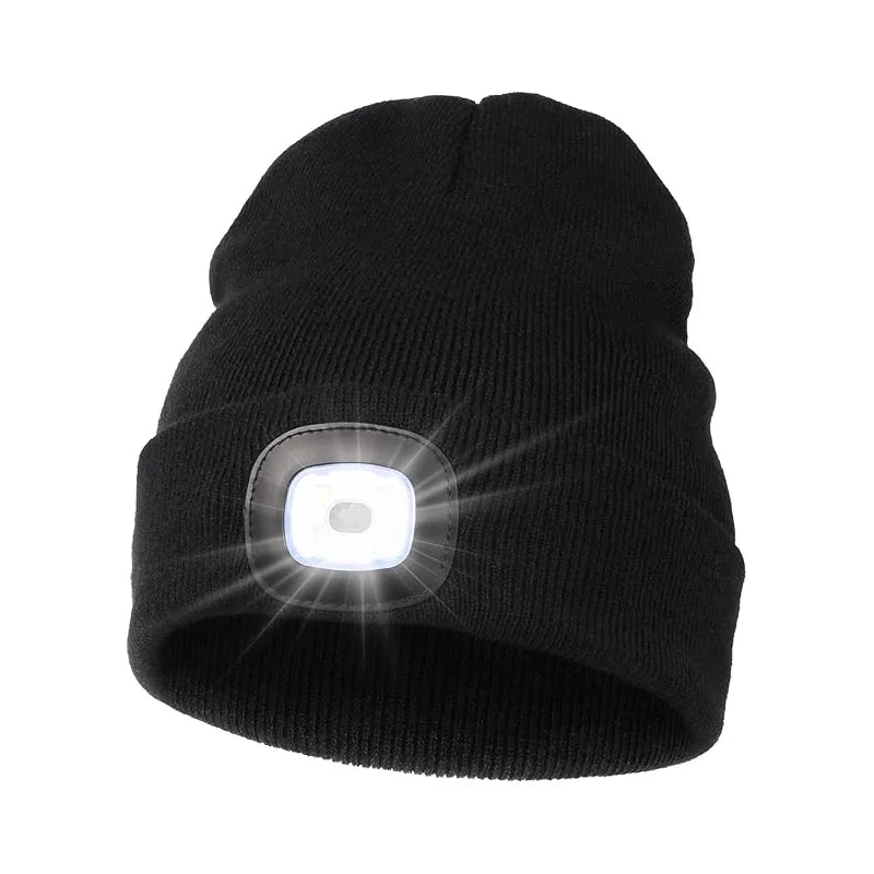 LED Beanie Hat - Rechargeable Knitted Winter Hat for Outdoor Activities