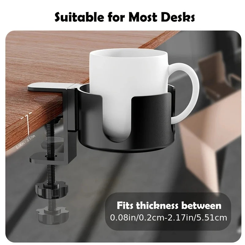 Desk Cup Holder Clamp - Adjustable Arm Stand for Mugs & Water Bottles