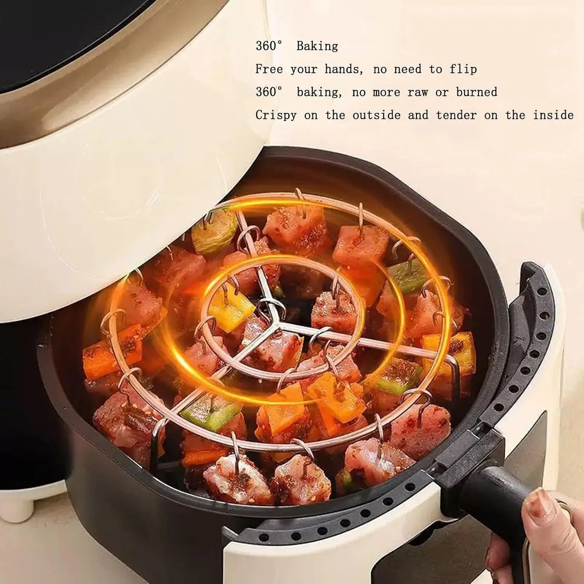 Vertical Skewer Rack - Stainless Steel Air Fryer and BBQ Stand with 24 Skewers