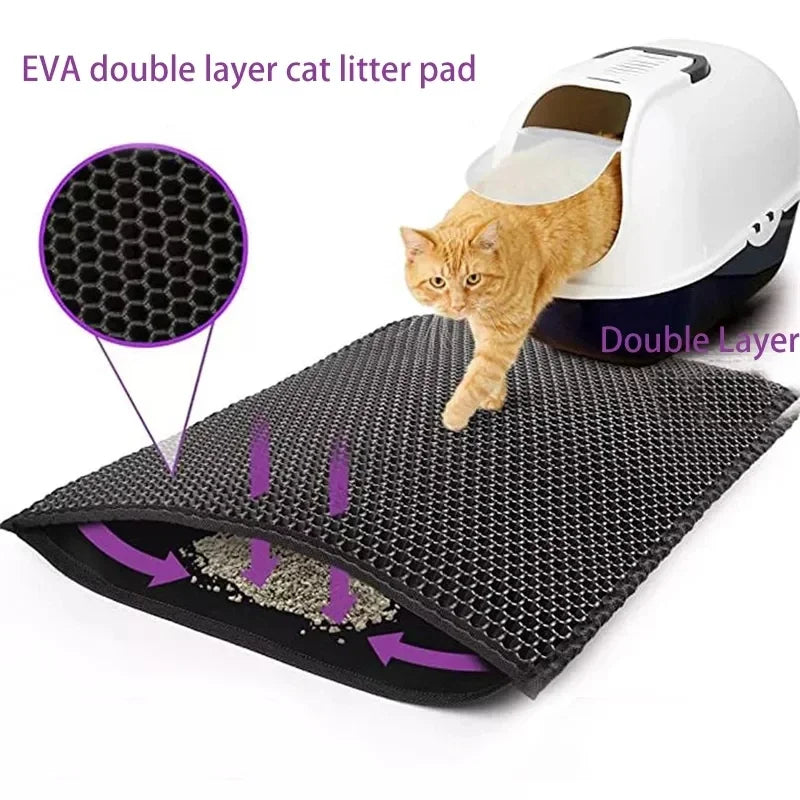 Double Layer Cat Litter Mat - Waterproof Non-Slip Trapping Mat, Washable