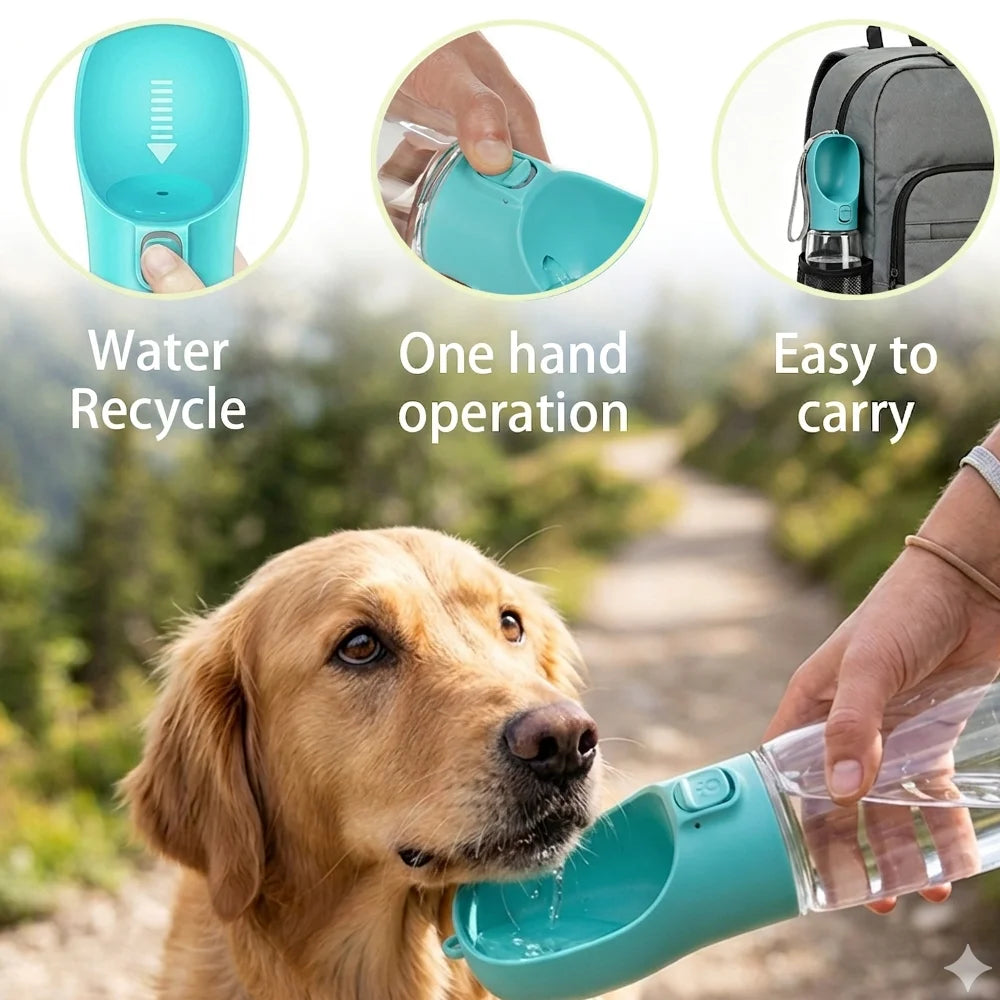Portable Dog Water Bottle - Travel Drinking Bowl and Dispenser for Walks, 350ml and 550ml